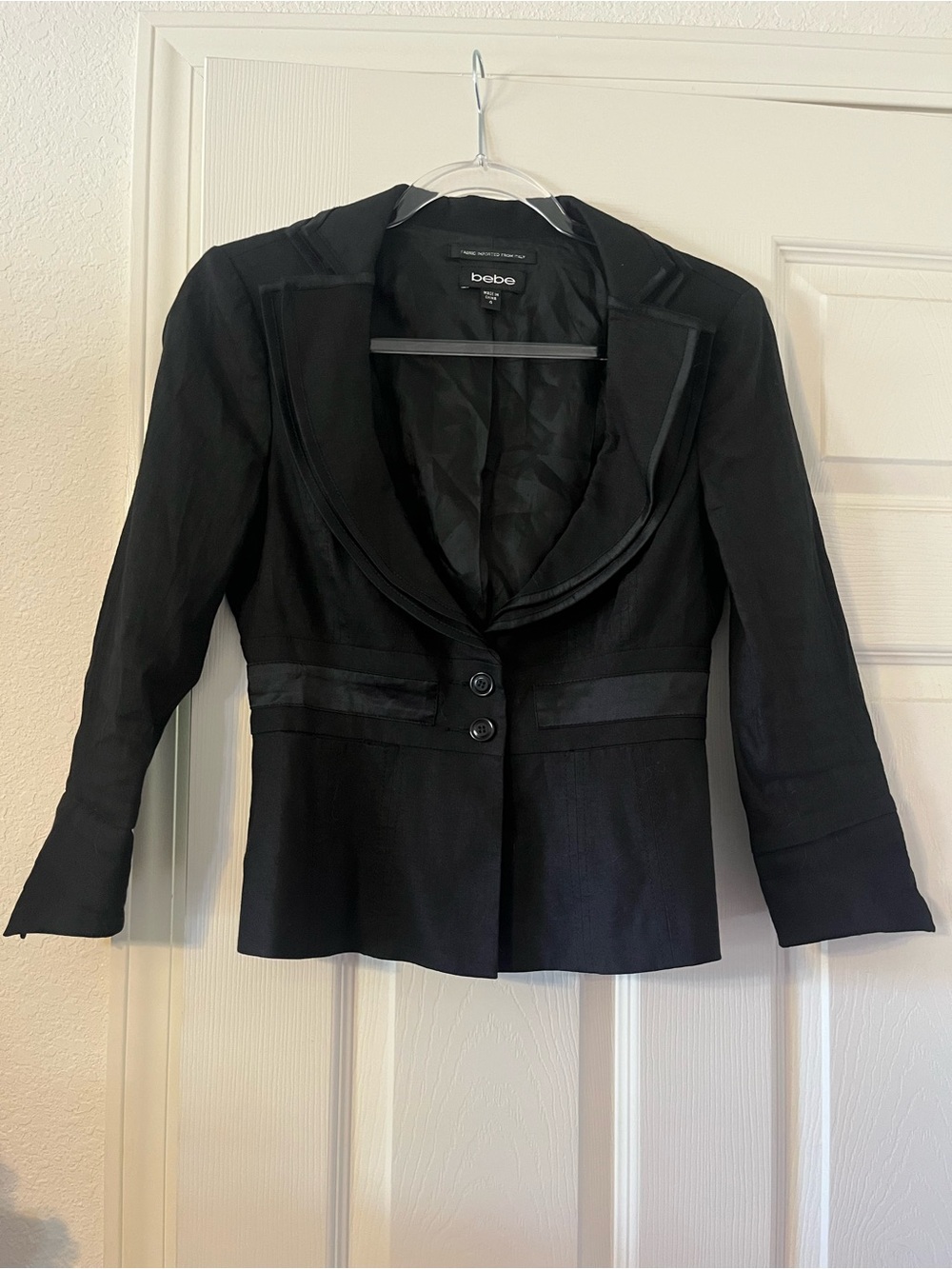 bebe Black Tailored Satin-Trim Blazer